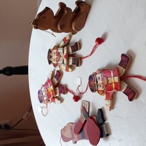 Bundle of Vintage Wooden Movable Ornaments